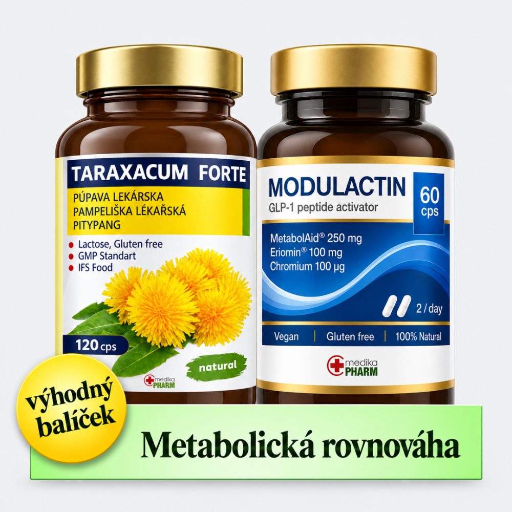 <b>METABOLICKÁ ROVNOVÁHA</b> – Výhodný balíček (PÚPAVA LEKÁRSKA – TARAXACUM FORTE 120 cps + MODULACTIN® 60 cps)