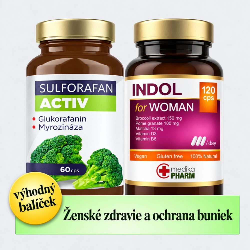 <b>Ženské zdravie a ochrana buniek</b> (SULFORAFAN ACTIV 60 cps + INDOL FOR WOMAN 120 cps)